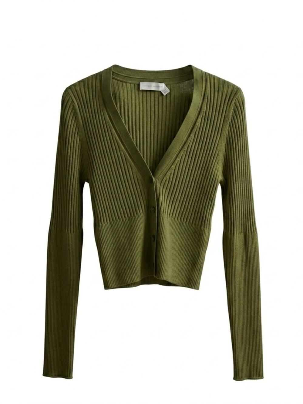 Jonathan Simkhai Ailany Ribbed Knit Cardigan - Olive Green Size M NWOT Old Money